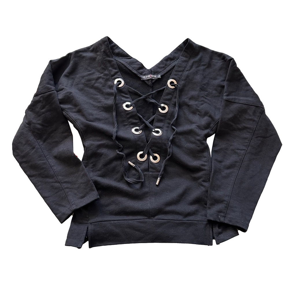Black Lace-Up Top